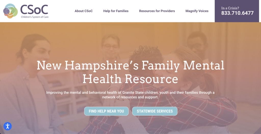 a screenshot of the NH CSoC website homepage